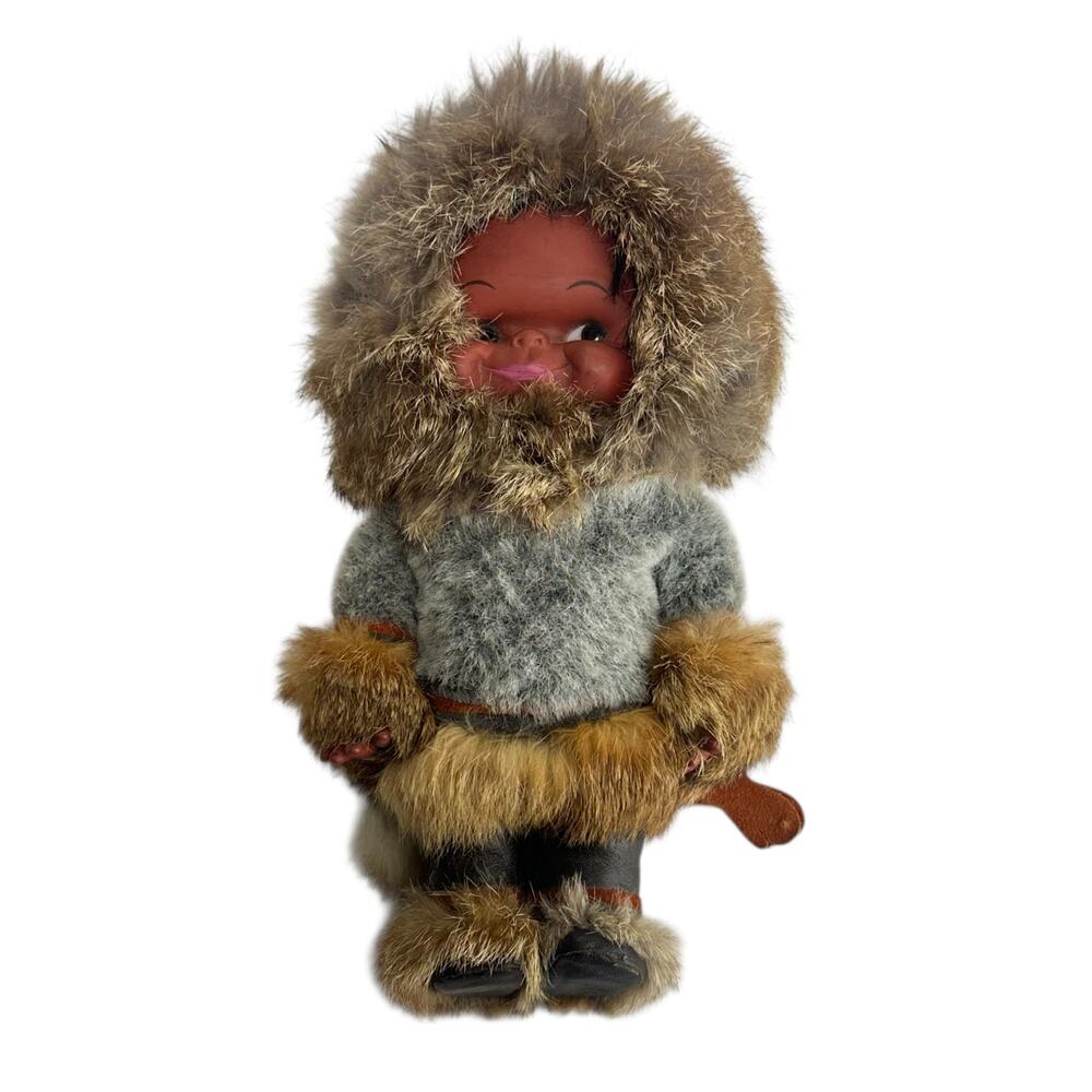 Vintage 1960s Regal Eskimo Doll Alaska Real Leather Made In Canada